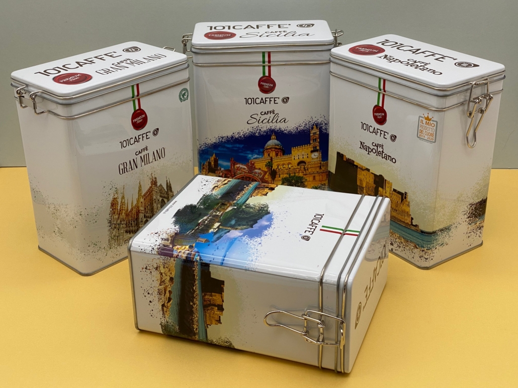 101 Caffè Coffee Tin Boxes for Horeca Collection Ti.Pack